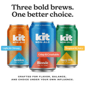 Kit NA Brewing Hazy non-alc beer in a glass with aroma