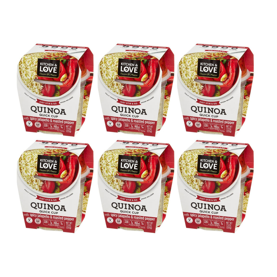 Kitchen & Love jalapeño roasted pepper quinoa packaging highlights ready-to-eat convenience