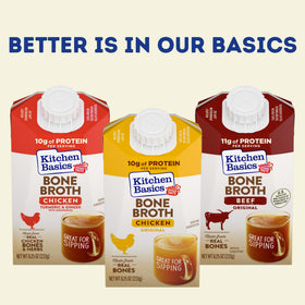 Kitchen Basics Beef Bone Broth pantry shot signals a versatile kitchen staple
