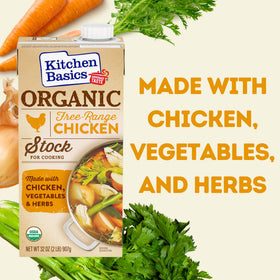 Kitchen Basics Organic Free Range Chicken Stock bowl of soup ready for flavor enhancement