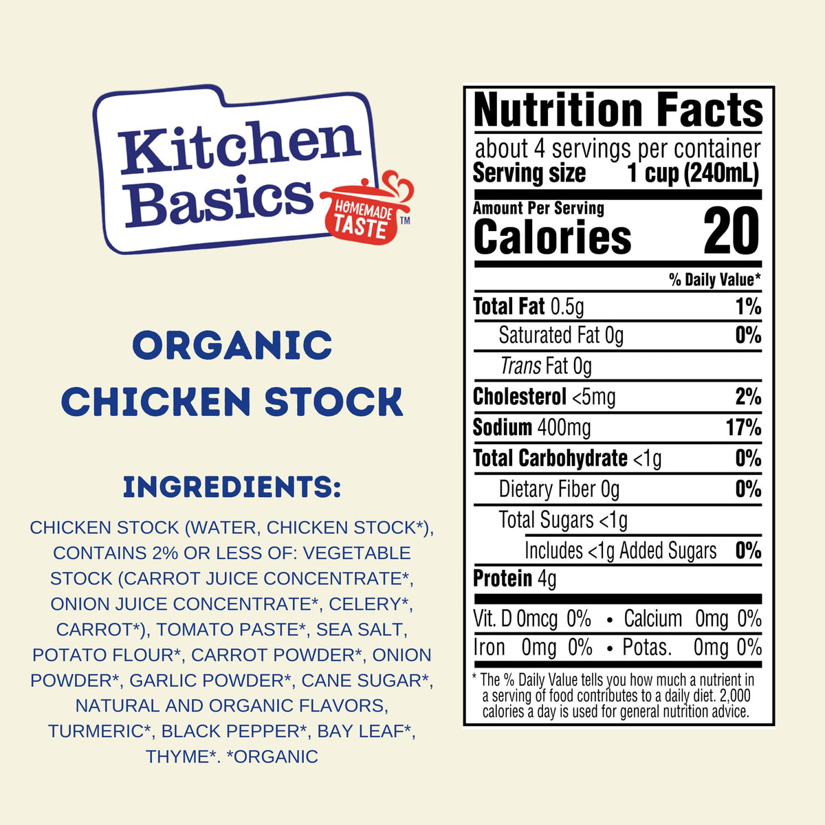 Kitchen Basics Organic Free Range Chicken Stock on stove simmering to a slow, rich finish
