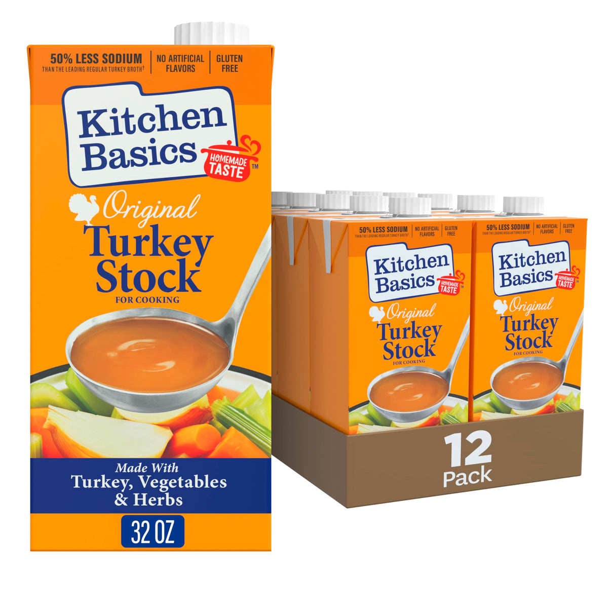 Kitchen Basics Turkey Stock carton pour enhances soups with rich depth.