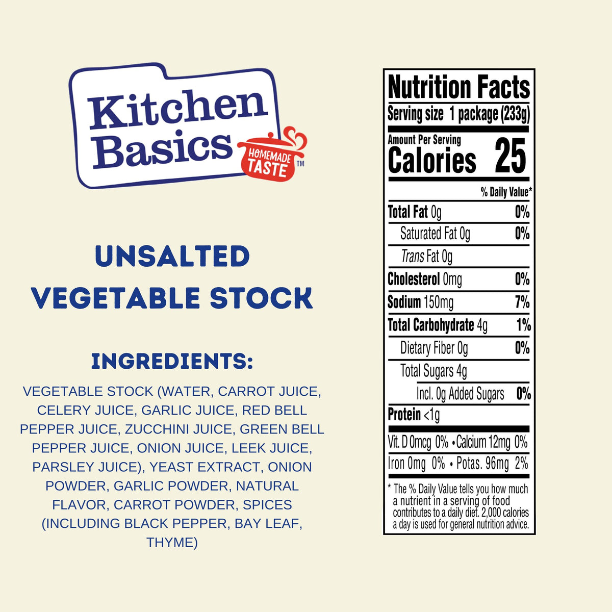 Kitchen Basics Unsalted Vegetable Stock carton being poured into pot to boost flavor.