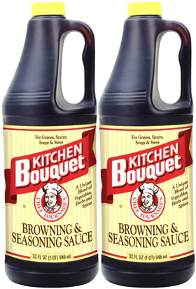 Kitchen Bouquet browning sauce bottle pouring to enhance color and depth of dishes