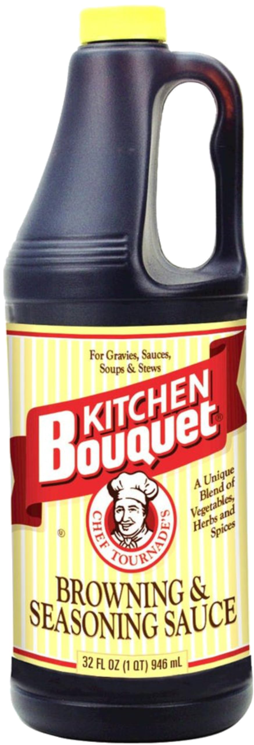 Kitchen Bouquet seasoning bottle close-up highlighting rich browning for sauces and gravies
