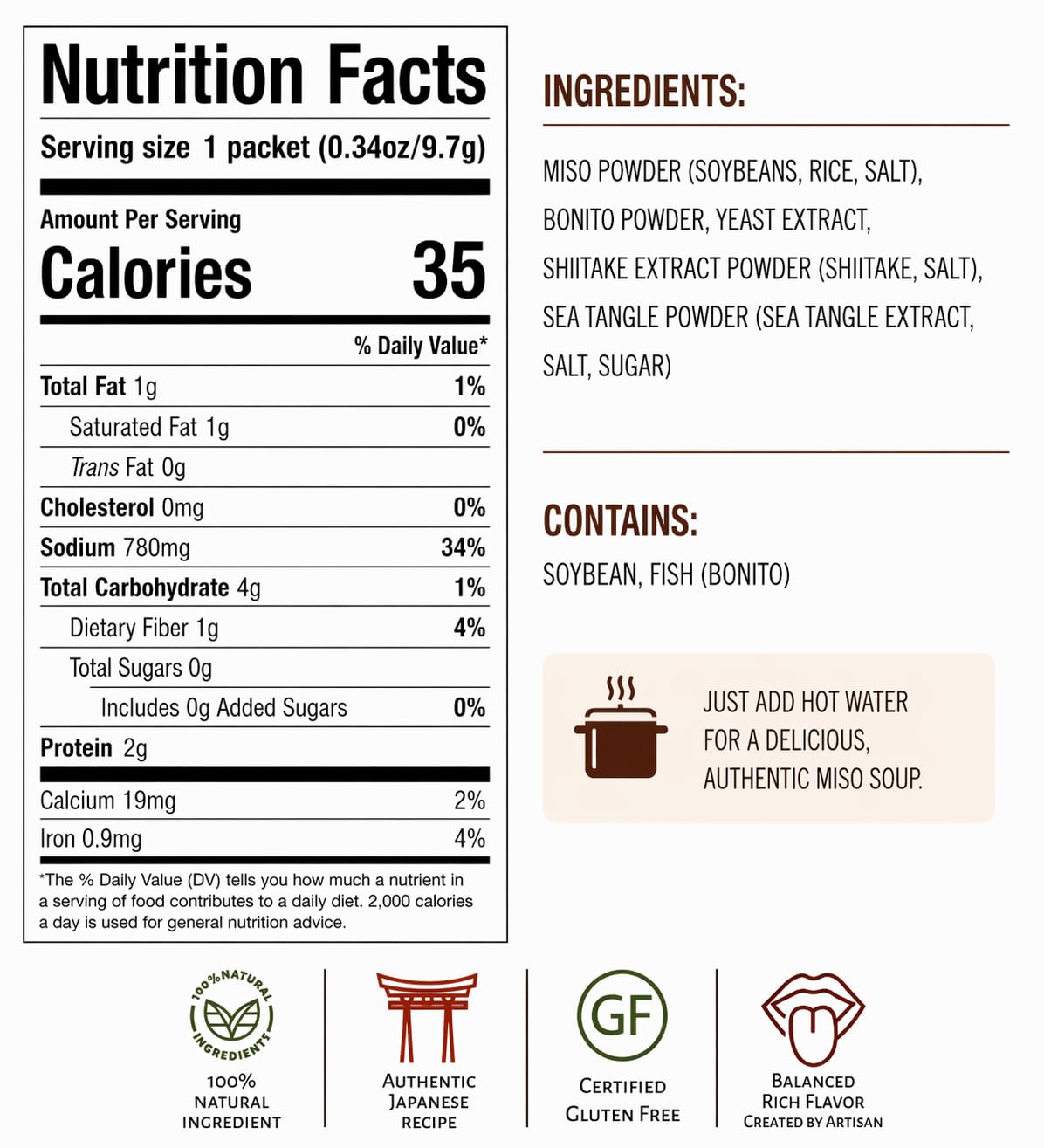 Authentic Japanese recipe notes on Kitchen Kurume miso soup powder