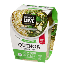 Gluten-free label on Kitchen & Love Basil Pesto Quinoa package