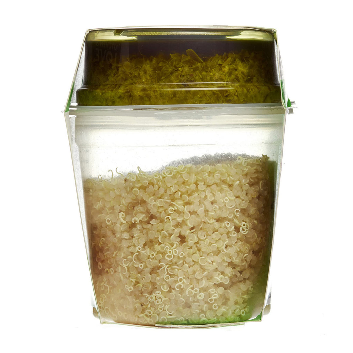 Close-up of premium ingredients in Kitchen & Love Basil Pesto Quinoa