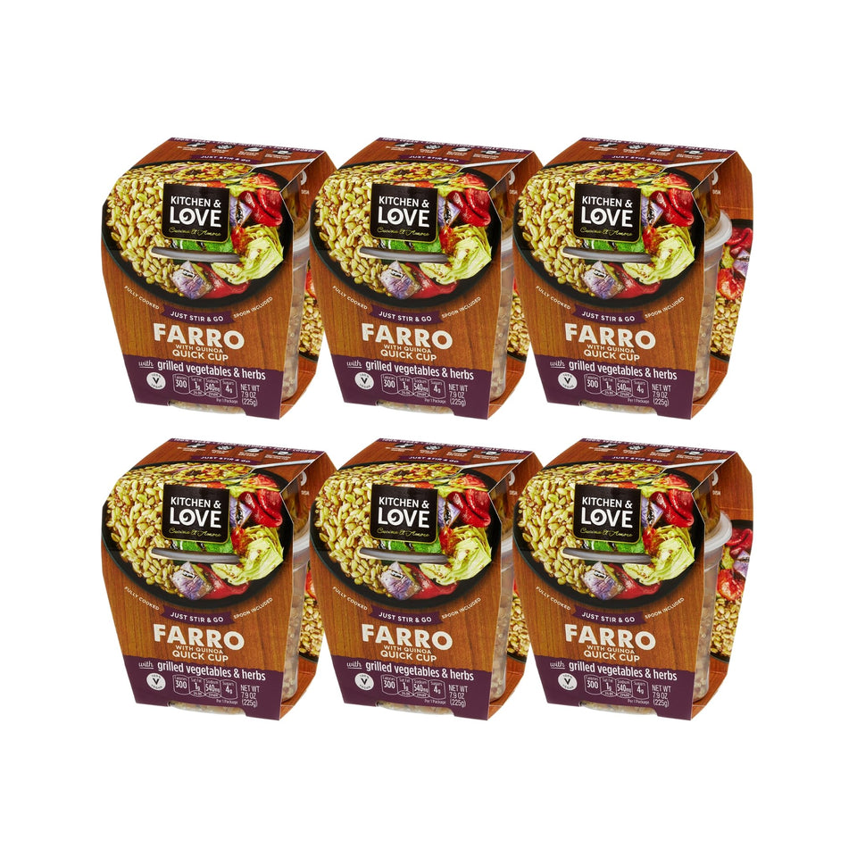 Kitchen & Love cooked farro-quinoa blend ready-for-lunch in a bowl