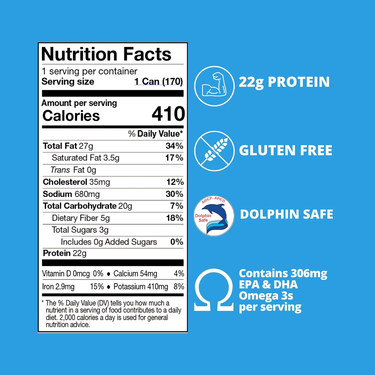 Kitchen & Love dolphin-safe non-GMO tuna can for quick meals