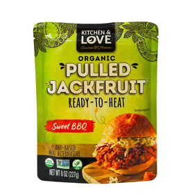 Kitchen and Love Jackfruit Sweet BBQ plated ready-to-eat for quick meals.