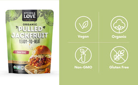 Kitchen and Love Jackfruit Sweet BBQ served over rice bowls boosts fiber and protein.