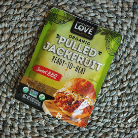 Kitchen and Love Jackfruit Sweet BBQ in salads provides protein and fiber.