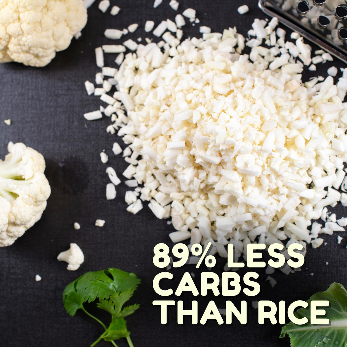 Kitchen & Love Organic Riced Cauliflower stir-fry idea close-up showcases versatile base.