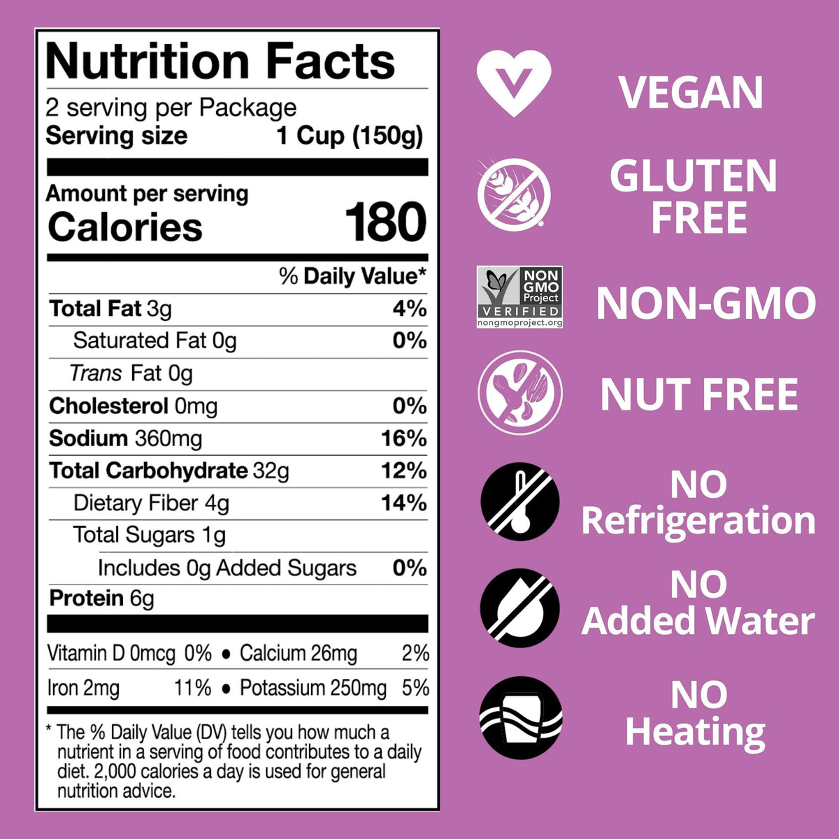 Gluten-free, vegan-friendly Kitchen & Love Quinoa Quick Cups option.