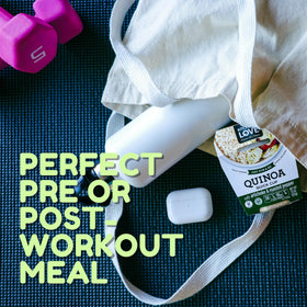 Kitchen & Love Quinoa quick cup includes a spoon for easy, portable meals.