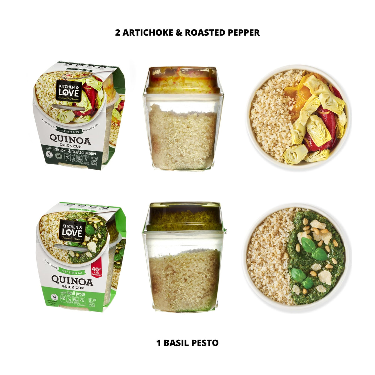 Kitchen & Love Quinoa Quick Meal cups ready to eat without cooking.