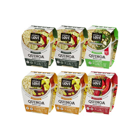 Kitchen & Love Quinoa Quick Cup Variety Box packaging for on-the-go meals.