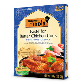 Kitchens Of India Butter Chicken Paste box showcases authentic flavor for quick home curries.
