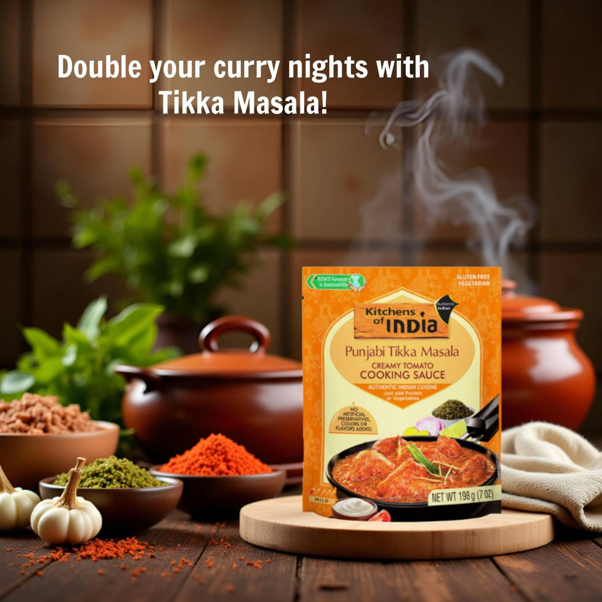 Kitchens Of India Butter Chicken Paste six-pack highlights convenient home cooking convenience.