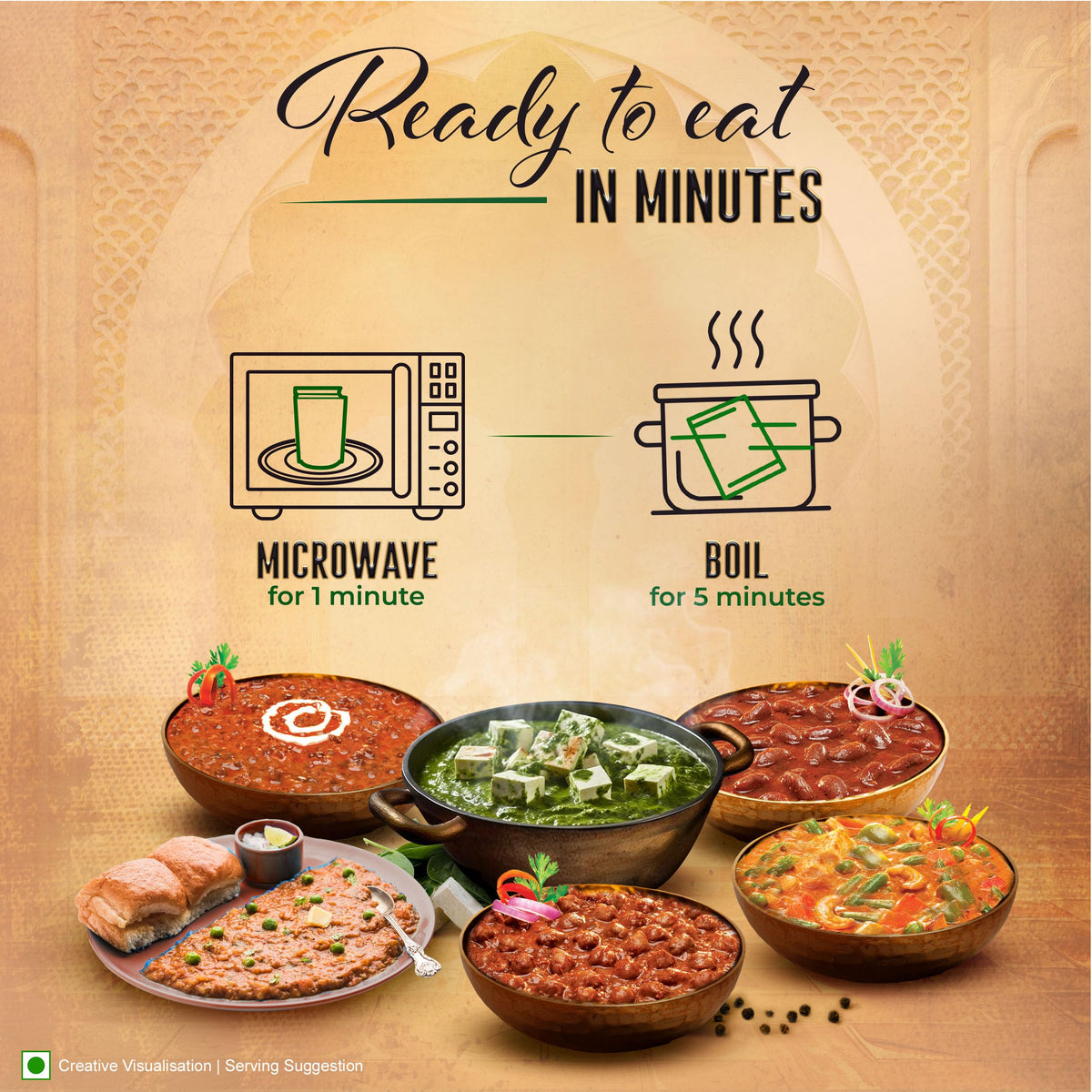 Kitchens Of India six-meal pack authentic vegetarian Indian flavors in portions