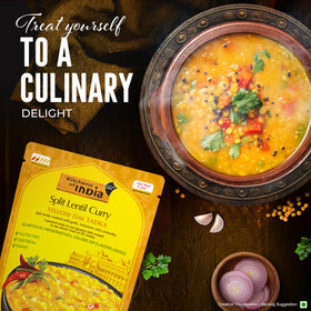 Aromatic garlic, tomatoes, cilantro highlight the Yellow Dal Tadka.