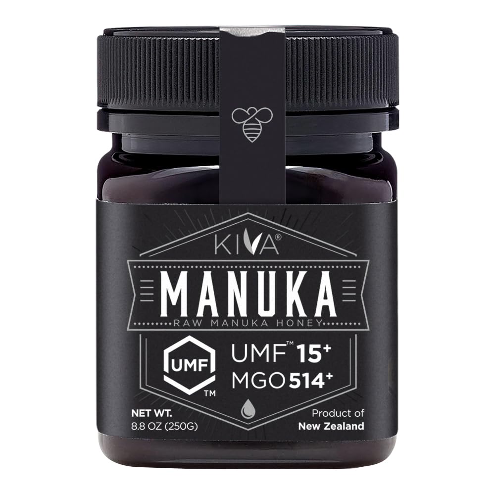 Kiva Raw Manuka Honey bottle front for everyday flavor and versatile uses.