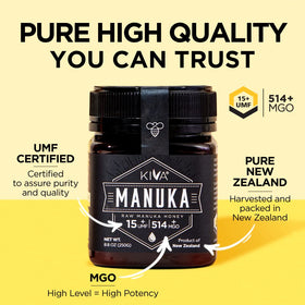 Kiva Raw Manuka Honey QR code traceability shot shows hive-to-jar transparency.