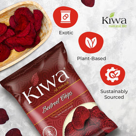 Kiwa Beetroot Chips gluten-free label indicating dietary suitability.