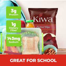 Lunchbox-ready Kiwa Beetroot Chips arranged for easy serving and portability.
