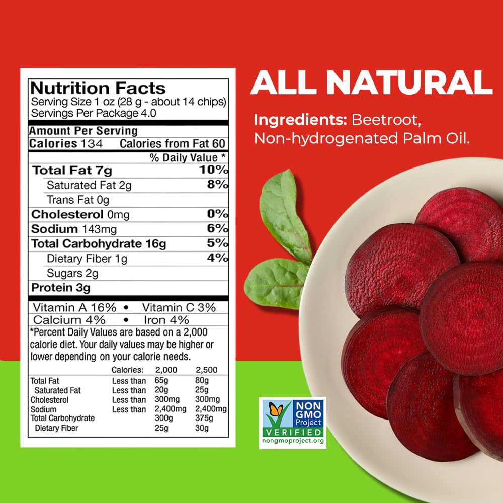 Kiwa Beetroot Chips palm oil ingredient close-up highlighting simple recipe.