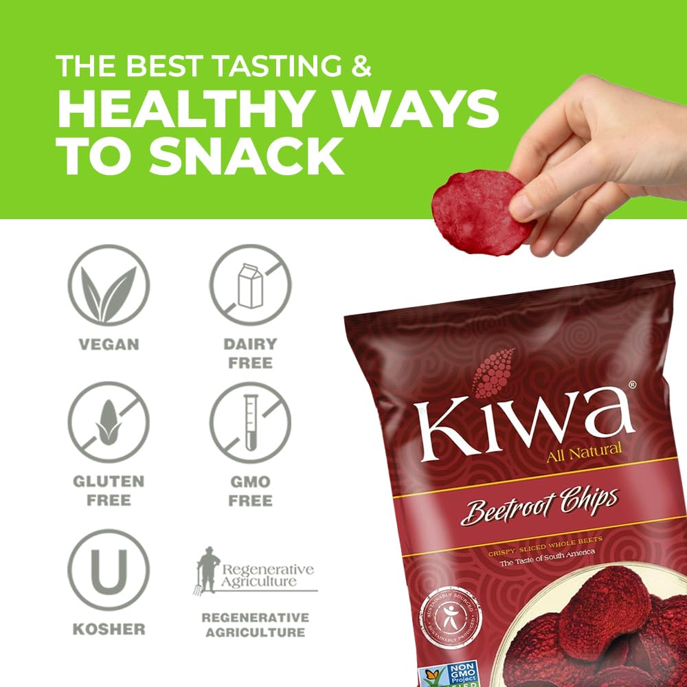 Kiwa Beetroot Chips displayed as a travel-friendly snack for road trips.