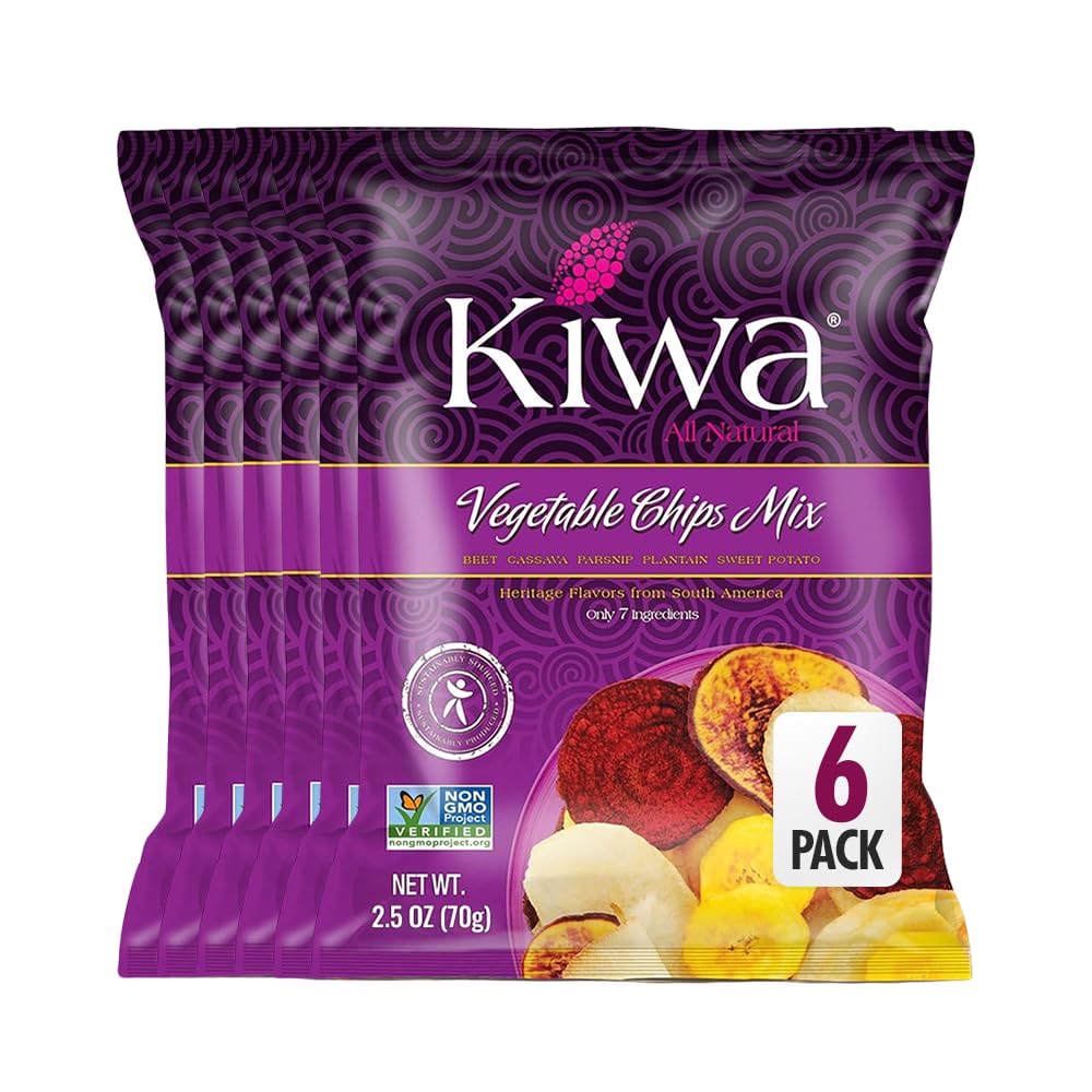 Kiwa Vegetable Chips Mix bag front showcasing gluten-free snack on the go