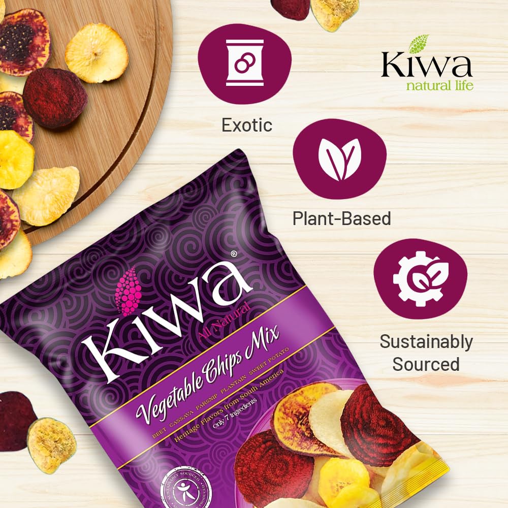 Kiwa Vegetable Chips Mix crunchy bites illustrate light crisp texture