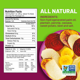 Kiwa Vegetable Chips Mix ingredients close-up highlighting cassava and beetroot
