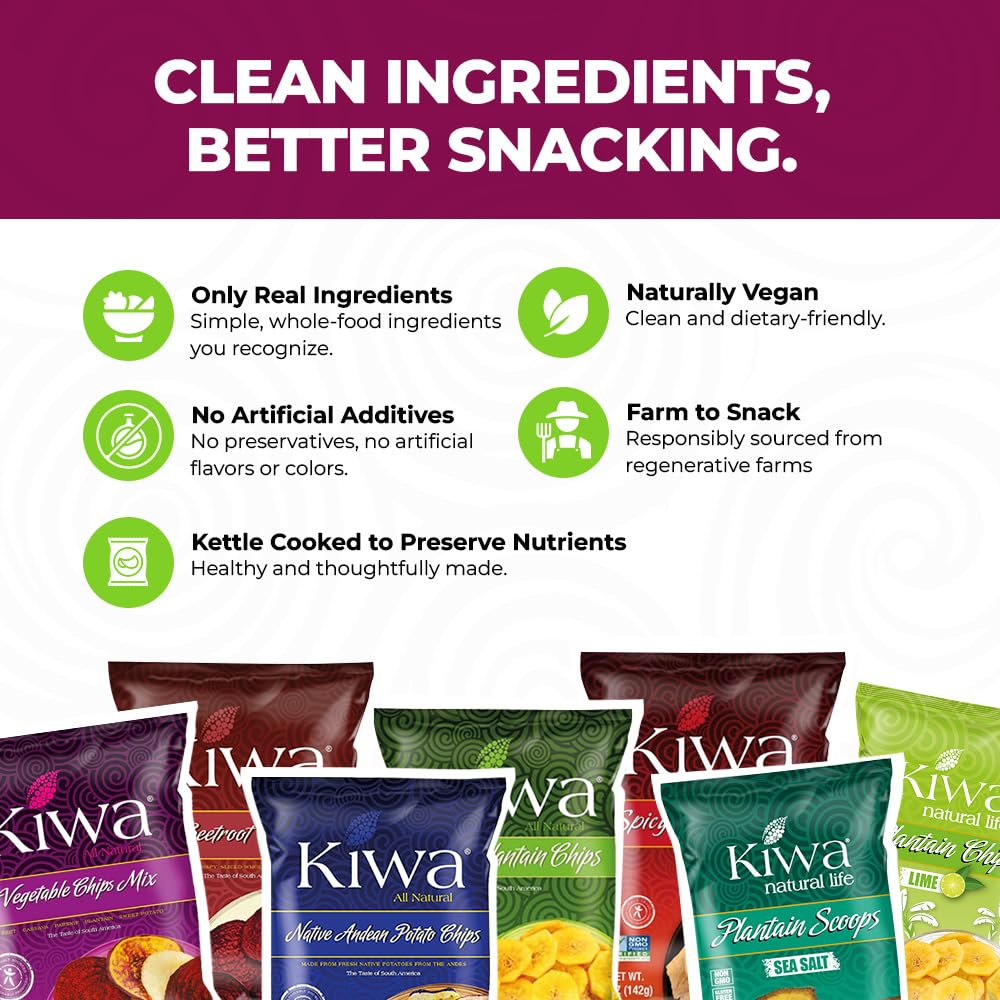 Kiwa Vegetable Chips Mix vegan gluten free badge reflects dietary friendly option