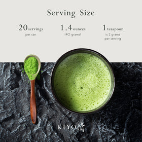 Kiyo Matcha Classic Grade Hatsumukashi tin-pack preserves freshness for daily use.