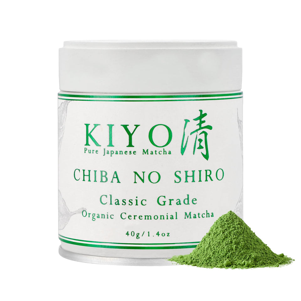 Kiyo Matcha Organic Classic Grade stone-mill powder ideal for whisking and lattes.