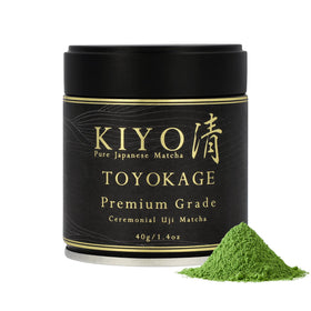 Kiyo Matcha Premium Grade Toyokage powder close-up for smooth whisking and rich umami.