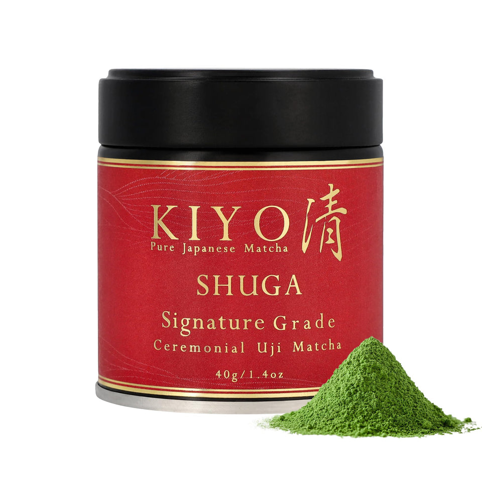 Kiyo Matcha Signature Grade Shuga bag-front preserves freshness for daily ceremonial use.
