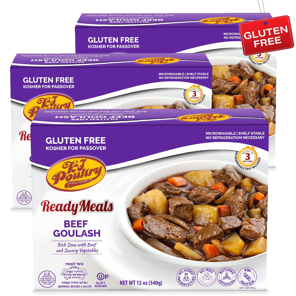 KJ Poultry Kosher Passover beef goulash 3-pack ready to enjoy at home or on the go