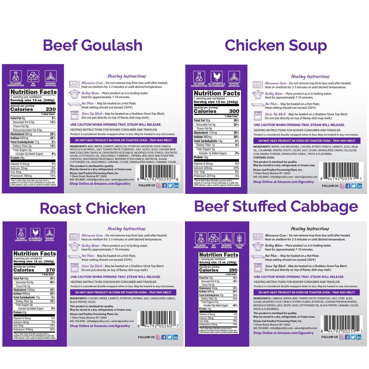 KJ Poultry kosher Passover meals pack, 10-pack variety