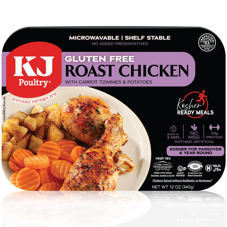 KJ Poultry roast chicken with potatoes and carrots pack ready to heat for convenience
