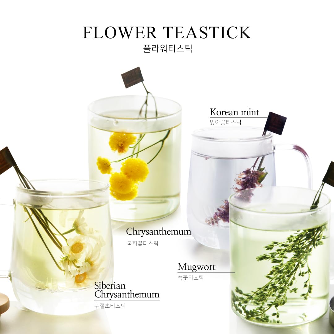 KKOKDAM Five-flavor sampler shows distinct floral blends for tasting.