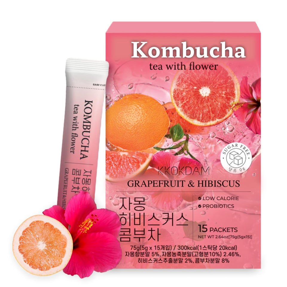 KKOKDAM Grapefruit Hibiscus kombucha pack ready to mix for on the go refreshment