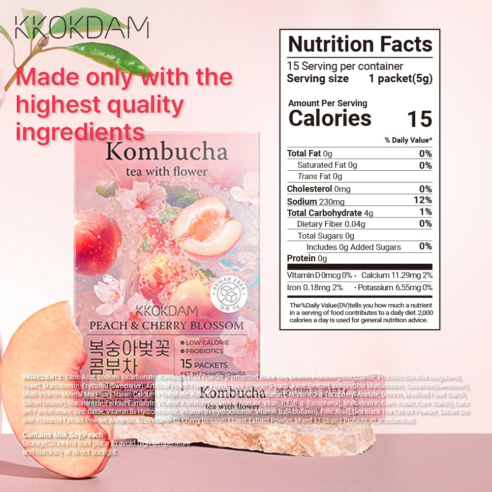 KKOKDAM Kombucha Tea on-the-go sachets in a travel-friendly format.