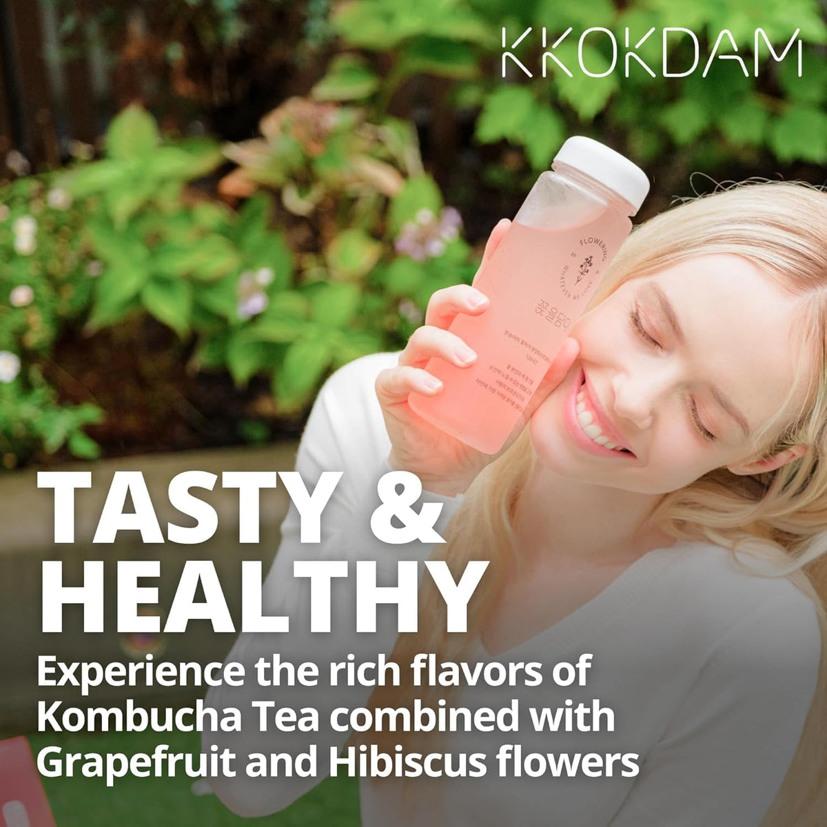 KKOKDAM Kombucha Tea with organic ingredients highlighted for quality sourcing.