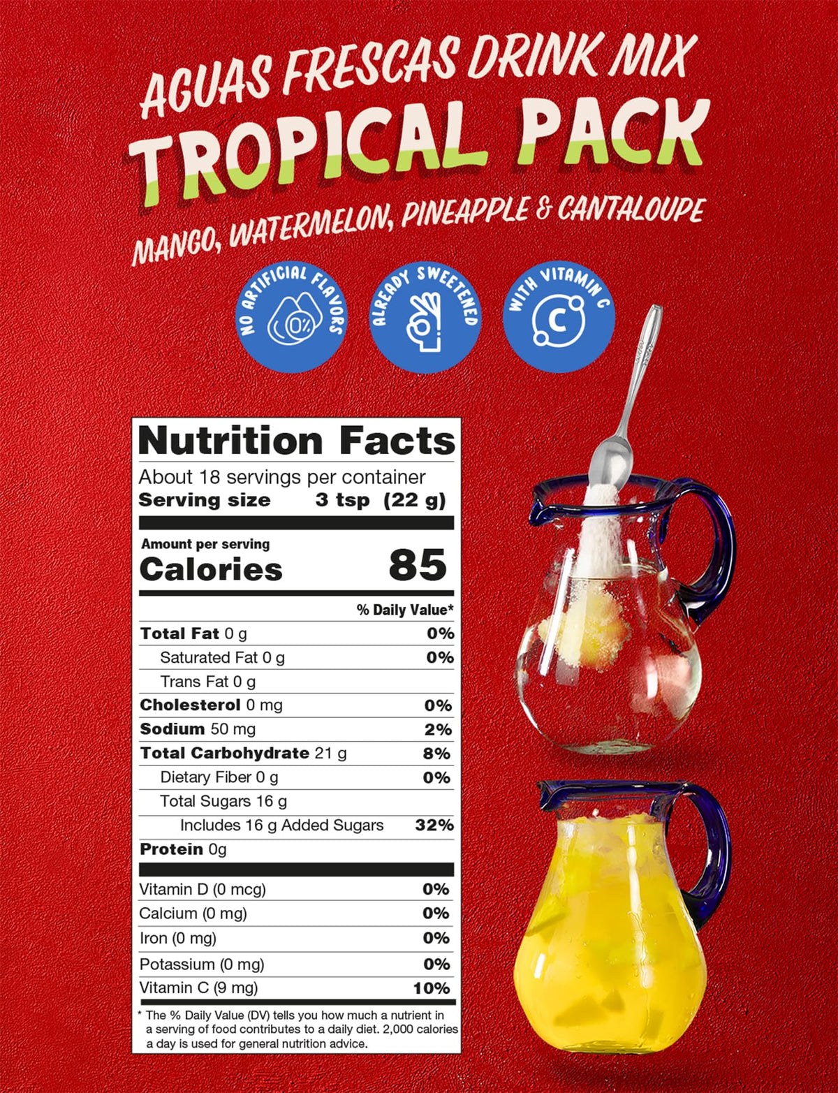 Klass Aguas Frescas cantaloupe packet, fruity hydration with natural flavors.