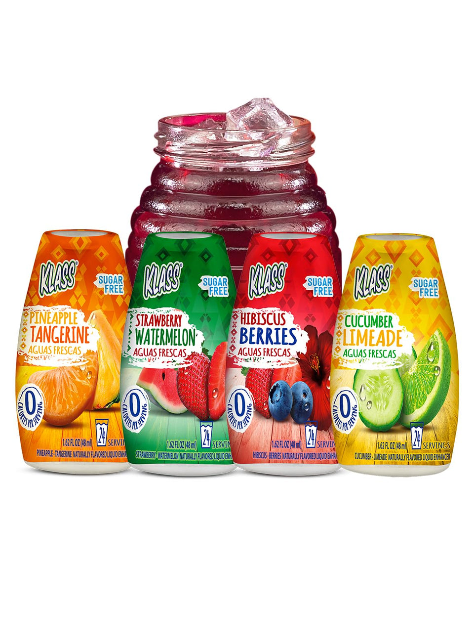 Klass Aguas Frescas classic variety pack bottles displayed for on-the-go hydration.