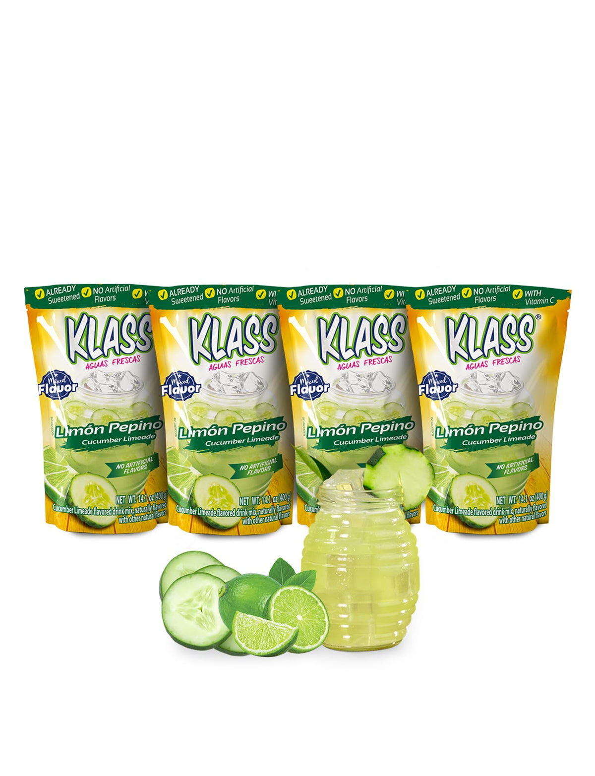 Klass Aguas Frescas cucumber-limeade powder pack for naturally flavored water with no artificial flavors